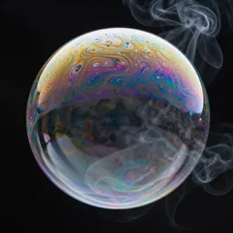 soap bubble's iridescent surface, swirling, color, smoke, fluid, highly detailed, behance