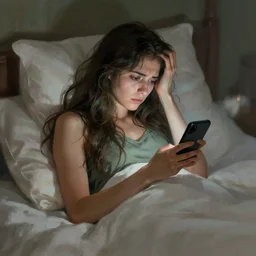 distraught nature goddess checking her phone in bed by senior concept artist josephine wall, trending on artstation