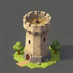 medieval tower, isometric game asset, artstation