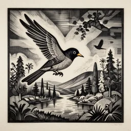 bird, dynasty robert sonia delaunay escher, woodcut