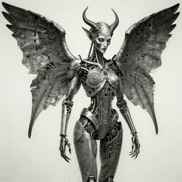 winged cybernetic demon trapped in biomechanical circuitry, intricate detail, miro, royo, whealan, klimt,