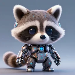 cute cyborg racoon cyperpunk aesthetic