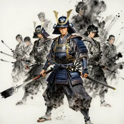 highly detailed beautiful oil painting of japanese warriors, ink splash, sharp focus, dramatic, dynamic lighting, elegant, harmony, beauty, masterpiece, by riccardo federici, by james jean, by craig mullins, by jeremy mann, by makoto shinkai, by krenz cushart, by greg rutkowski, illustration, ink draw, pen, spatula