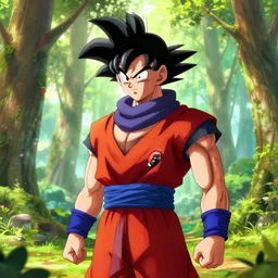 Goku is a ninja, in a spring forest, digital art, trending on artstation, HDR