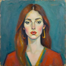 chic boho portrait painting of a woman, Abstract Art, Art Print, by Gary Hume, trending on Saatchi Art