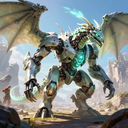 dragon machine mecanical creature robot of horizon forbidden west horizon zero dawn bioluminiscence bright ray tracing hdr fanart arstation by ian pesty and alena aenami artworks in 4 k