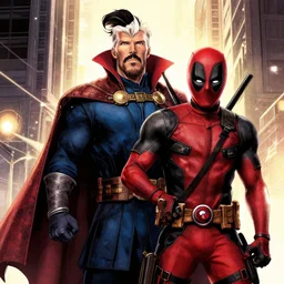 dr strange meets deadpool illustration marvel