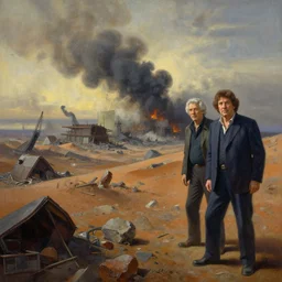 a beautiful matte painting of a nuclear wasteland, by bob ross and thomas kinkade