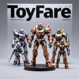 toyfare magazine cover of metroid armor figures. raven theme studio lighting. 3 5 mm f / 2. 8 macro lens. polaroid - w 7 6 8