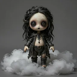 biblic daemonic goth ooak doll, in clouds, portrait by greg hildebrandt, studio lighting, muted colors, by terry richardson, by frank frazetta, extreme detail, reflections, trending on artstation, 8 k