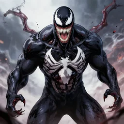 venom in the style of anime