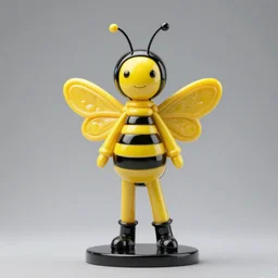 “a tall bee girl made of yellow and black licorice, beautiful sculpture”