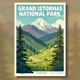 a tourism poster of grand isthmus national park, by evelyn abelson, featured on dribble, regionalism, digital illustration, wallpaper, poster art