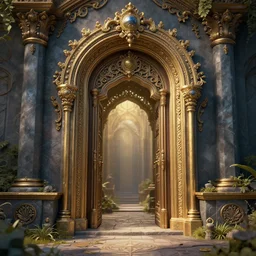 magical doorway to fantasyland, ornate, intricate, detailed, 3 d render