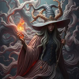 mystical witch, hyper detailed, flowing background, intricate and detailed, trippy, 8 k, octane render