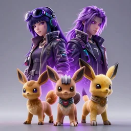 high quality 3 d render cyberpunk very yugioh highly detailed, unreal engine cinematic smooth, in the style of blade runner & detective pikachu, hannah yata charlie immer, purple light, low angle, uhd 8 k, sharp focus