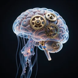 clockwork brain onside translucent jellyfish, hd
