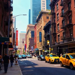 Fallout New York Street Concept Art, vibrant colors, 8k photorealistic, HD, high details, trending on artstation