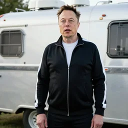 scene with bald elon musk in a tracksuit in trailer park boys
