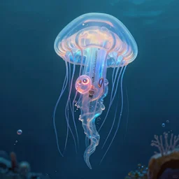 a robotic jellyfish science fiction concept art by James Clyne