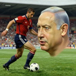 benjamin netanyahu headbutting zinedine zidane on a football field, by norman rockwell, highly detailed