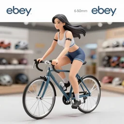 Image on the store website, eBay, Wonderfully detailed 80mm Resin figure of a beautiful woman riding on a bike.