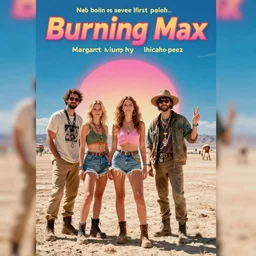 brock pierce, margaret murphy, and michael perez at burning man, movie poster in the style of first kid, y 2 k kids movie
