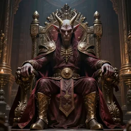 goblin king sitting in his throne room. ultra realistic. highly detailed.