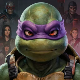 a study of cell shaded portrait very close up face of cyber ninja turtle looking at camera as  concept art, llustration, post grunge, concept art by josan gonzales and wlop, by james jean, Victo ngai, David Rubín, Mike Mignola, Laurie Greasley, highly detailed, sharp focus, alien, Trending on Artstation, HQ, deviantart, art by artgem