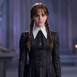 emma watson as wednesday addams, movie still, 8 k,