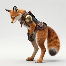 anthropomorphic lynx fursona bowing, standing with her back, wearing steampunk suit with lynx head, tail, paws, no boots, by tanidareal, irakli nadar, view from behind, intricate linework, unreal engine, photorealistic 3 d render, furry art, furaffinity, bright sun backlight, red fur, thin legs
