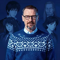 portrait of a walter white as sapphire herald in an elegant winter sweater, by makoto shinkai, by akihiko yoshida, by zdzislaw beksinski, by dariusz zawadzki, artbook, tone mapped, deep blues, shiny, soft lighting