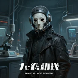 A cyberpunk painting of a single operator in the laboratory, character art, concept art, character design, sci-fi, mask, helmet, cinematic, dramatic composition, hyper detailed, matte painting, poster, portrait, cyborgs, Bayard Wu, Greg Rutkowski, Cedric Peyravernay, Anato Finnstark, artstation, 8k