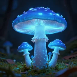 glowing mushroom, blue, highly detailed, digital art, sharp focus, trending on art station