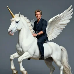 jeff goldblum on a winged unicorn, art by beeple, hyperrealistic