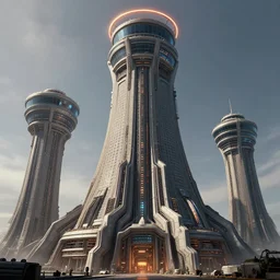 3 d sculpt of massive cyberpunk coruscant art deco'aircraft carrier tower'' power station'brutalist'patrik schumacher architecture'' air traffic control tower'complex scifi digital movie camera brutalist industrial military building facade, halo, star wars, ilm, star citizen halo, mass effect, high tech industrial, artstation unreal