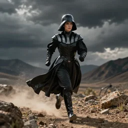 female darth mother running away