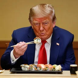 donald trump eating sushi