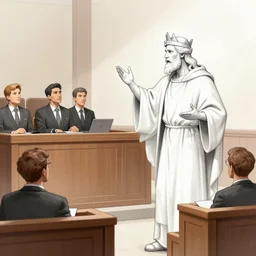 courtroom sketch of a god arguing with the Jury