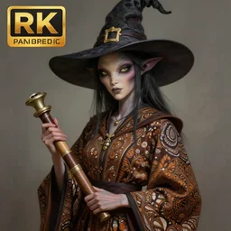 an anthropomorphic beautiful female alien wizard portrait holding a bong wearing batik robe, fine art, award winning, intricate, elegant, sharp focus, octane render, hyperrealistic, wizard hat cinematic lighting, highly detailed, digital painting, 8 k concept art, art by jamie hewlett and z. w. gu, masterpiece, trending on artstation, 8 k