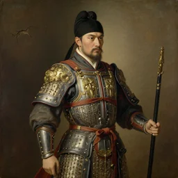 male wearing armor, ancient tang dynasty, painting by gaston bussiere, craig mullins, j. c. leyendecker, tom of finland