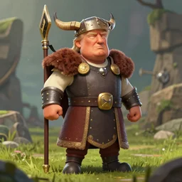 president trump as a barbarian, in the style of clash of clans, highly detailed