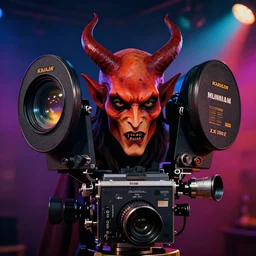 a haunting portrait of a demon, headshot, stage lighting, kodak eastman double x 5 2 2 2 film stock, panavision millennium xl 2, 1 9 3 0 s -'4 0 s baltar lenses, octane render, digital artwork, trending on artstation, vivid colours