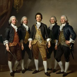 lin manuel miranda and phillipa soo oil painting by john trumbull and charles willson peale and john singleton copley and benjamin west and gilbert stuart