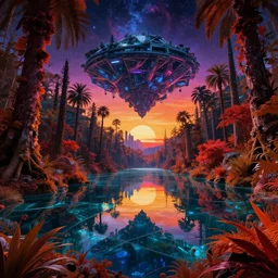 nature by winslow homer, tron architecture island cosmic rainforest cgsociety junglepunk thermal imaging infrared sea reclaimed by nature made of glass lake forest retrowave universe matte painting fantasy sunset postcyberpunk neon noir darkacademia liberty city mars, archdaily, wallpaper, highly detailed, trending on artstation.