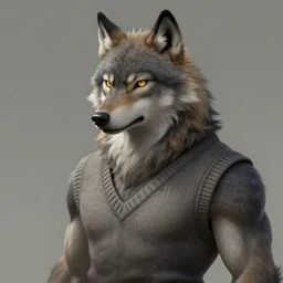 photograph of a male anthropomorphic wolf fursona wearing a sweater vest, deep focus, intricate, elegant, highly detailed, digital painting, artstation, concept art, matte, sharp focus, illustration, d & d, fantasy, hearthstone, art by artgerm and greg rutkowski and alphonse mucha