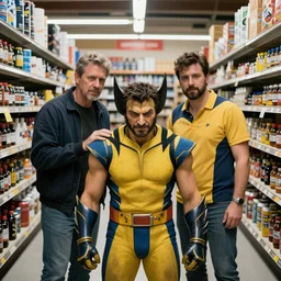 magneto working at a hardware store helping wolverine, ultra realistic, hdr, symmetrical, by joe jusko