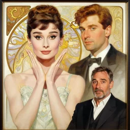 a beautiful painting of Audrey Hepburn by Alphonse Mucha and by Mark Brooks and by john william waterhouse and by arthur rackham, Art Nouveau, Neo-Gothic, gothic, award winning painting, hyperdetailed, detailed