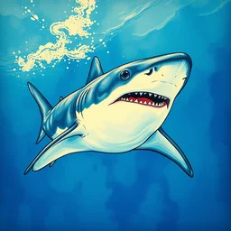 a beautiful painting shark, by ukiyo - e award - winning art color screen printing