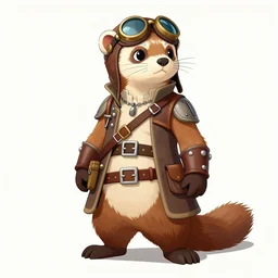 furry anthropomorphic ferret fursona steampunk aviator. Renowned character illustration by greg rutkowski, thomas kindkade, alphonse mucha, loish, norman rockwell. Trending on furaffinity. Digital Art